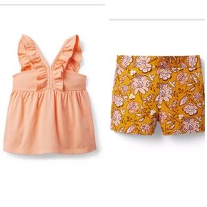 Janie&Jack Ruffle Strap Top & Floral Paisley Canvas Shorts
